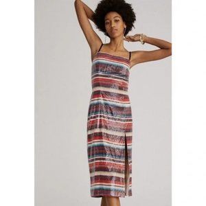 Anthropologie Hutch Sequined Stripe Slip Midi Dress